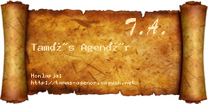 Tamás Agenór névjegykártya